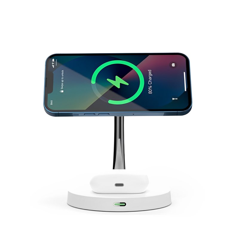 Chargeur MagSafe Rapide 2-en-1 - Chargeur Sans fil Pour Iphone Airpods et  Apple Watch - Station de Charge - Magnétique - Chargeur à Induction