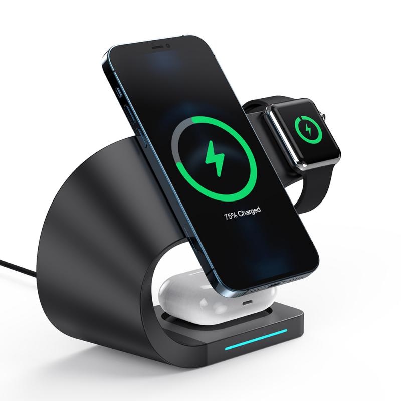 Station de recharge sans fil Apple 3 en 1, Chargeur MagSafe pour Apple  iPhone, Apple Watch et AirPods