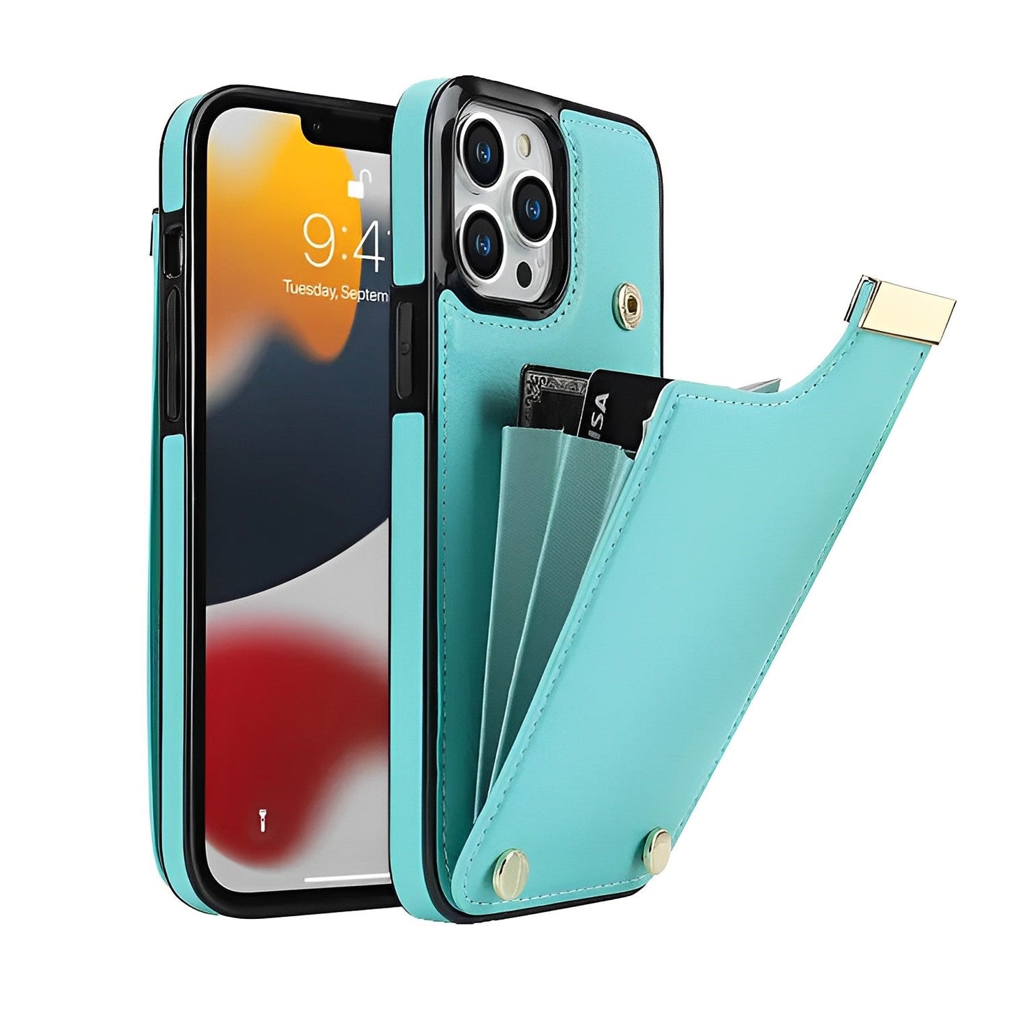 Coque de Téléphone Porte-Cartes avec Support - Bleu - iPhone 12 - Neolyst