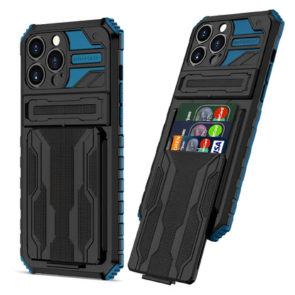 Coque de Téléphone Slim Armor avec Porte-cartes et Béquille - Bleu - iPhone 12 - Neolyst