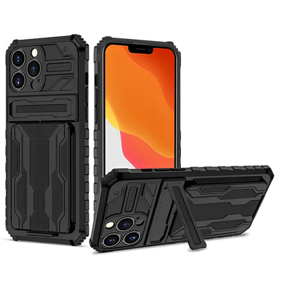 Coque de Téléphone Slim Armor avec Porte-cartes et Béquille - Noir - iPhone 12 - Neolyst