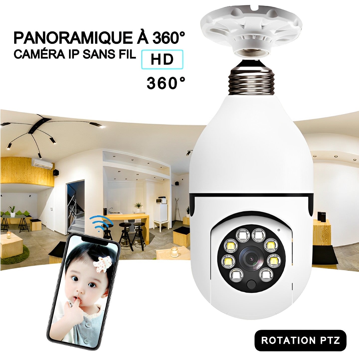 Caméra Ampoule De Surveillance Panoramique - Non Inclus - - Neolyst