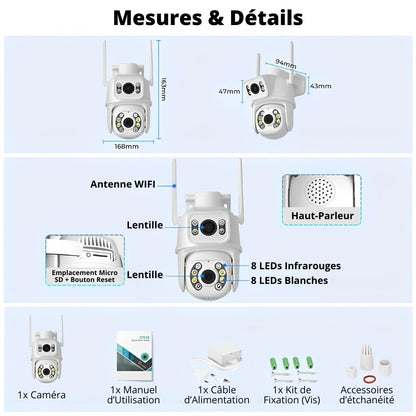 Caméra de Surveillance WiFi Nouvelle Génération - 4MP (2MP + 2MP) Sans Carte SD - EU - Neolyst