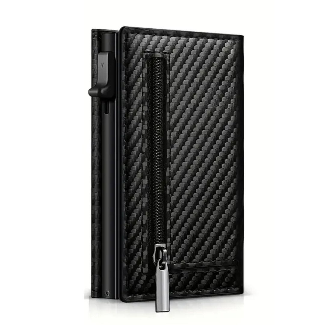 Premium Leather Airtag Slide Wallet - Carbon Fiber - Neolyst