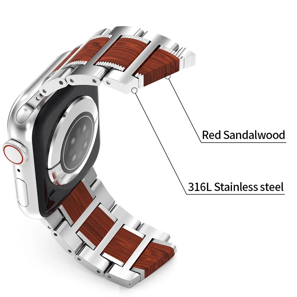 Red Sandalwood Apple Watch Band - Silver - 38mm/40mm/41mm - Neolyst